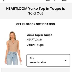 NWT Revolve Heartloom Yuiko Top in Taupe XS